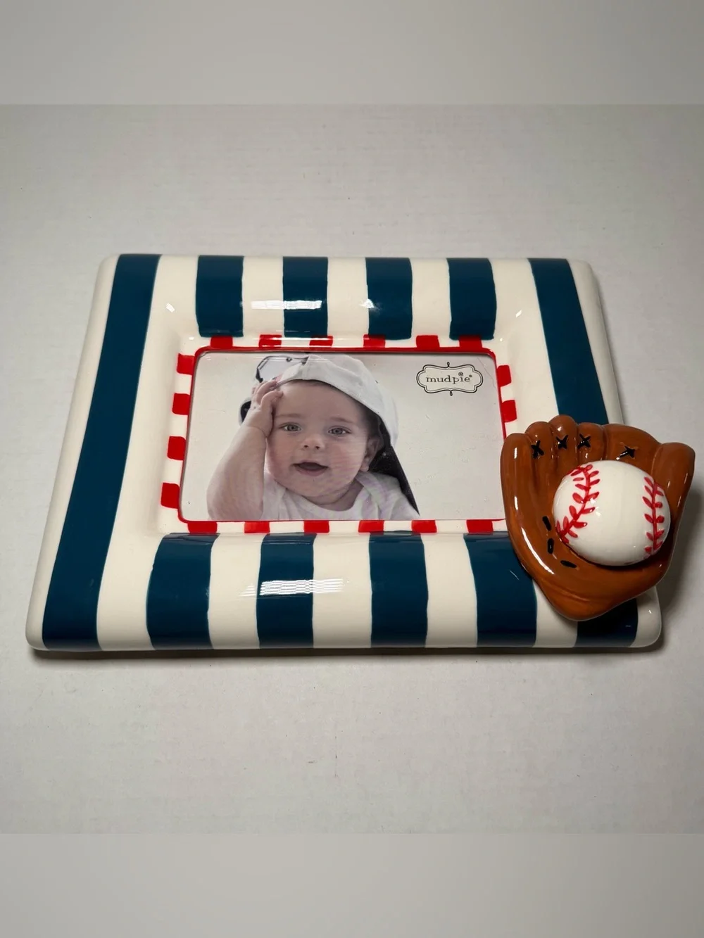 Mud Pie 3D Pariotic Baseball Rectangle Photo Frame Epic Coaches Gift Fun